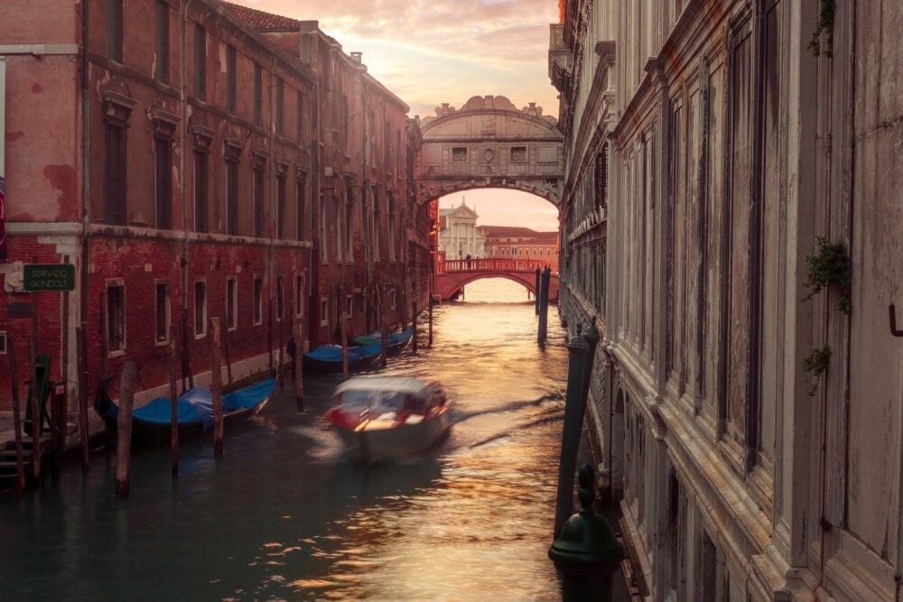Motoscafi And Bridge Of Sighs Venice